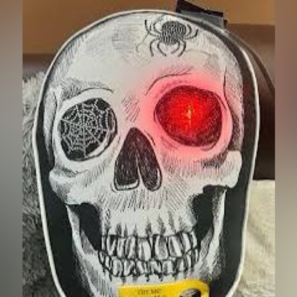 NEW Cynthia Rowley Halloween 18" Light Up Skull Skeleton Pillow LED Spooky